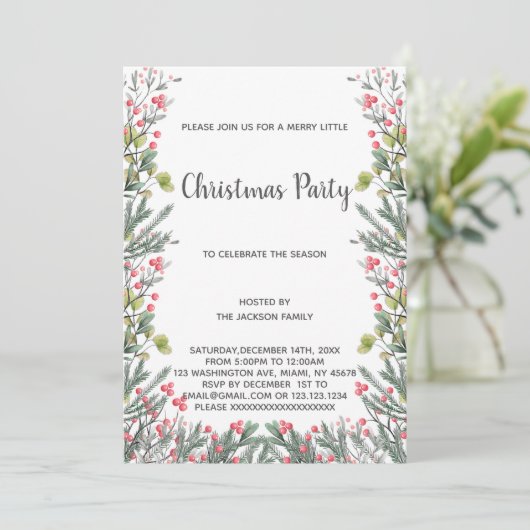 Groene kerstuitnodigingen kaart (Staand voorkant)