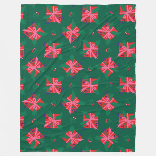 Groene kerstvakantie fleece deken (Voorkant)