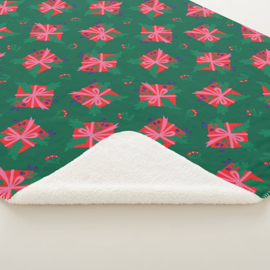 Groene kerstvakantie sherpa deken (3/4)