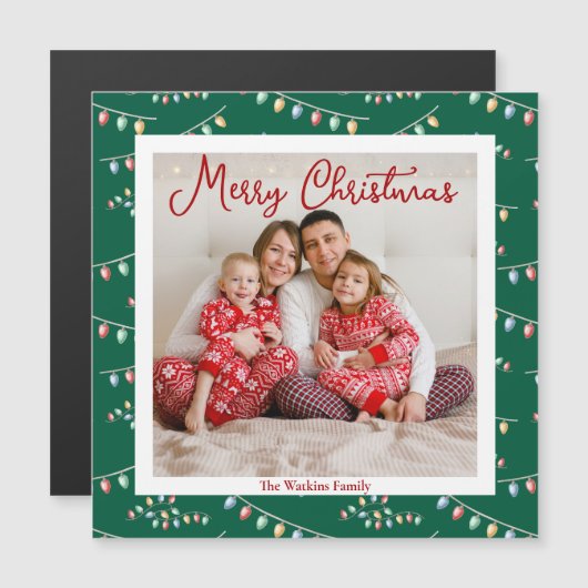 Groene Kerstverlichting Schattigee Fotomagneet Kaa (Voorkant / Achterkant)