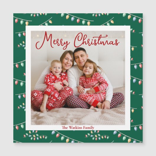 Groene Kerstverlichting Schattigee Fotomagneet Kaa (Voorkant)