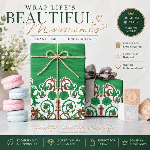 Groene kerstverpakkings papier Sierlijke cadeauv