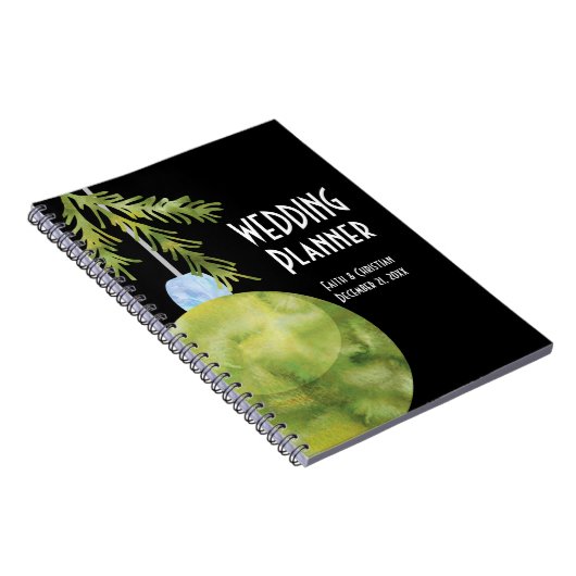 Groene kerstversiering, trouwplanner notitieboek (Rechterzijde)