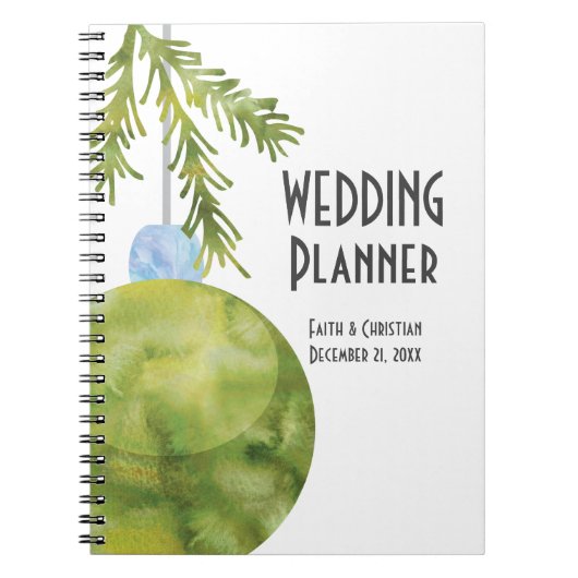 Groene kerstversiering, trouwplanner notitieboek (Voorkant)