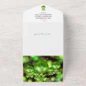 Groene kerstversiering voegt familiefoto's toe vak all in one uitnodiging (Buitenkant)