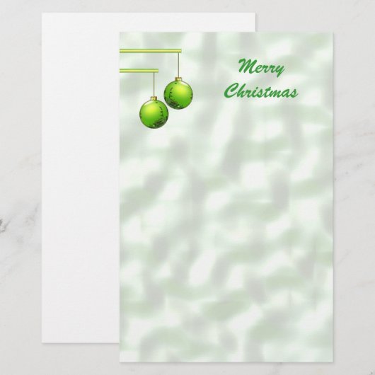 Groene kerstversieringen briefpapier (Voorkant / Achterkant)