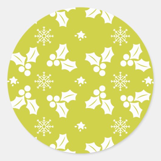 Groene kerstversieringen ronde sticker (Voorkant)