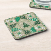 Groene kerstviering | kerstkurk Onderzetter set (Linkerzijde)