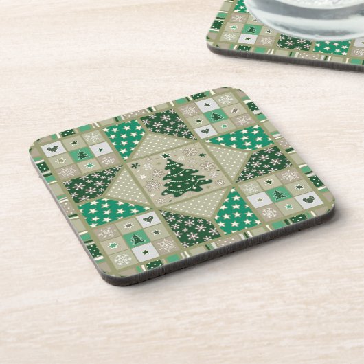 Groene kerstviering | kerstkurk Onderzetter set (Linkerzijde)