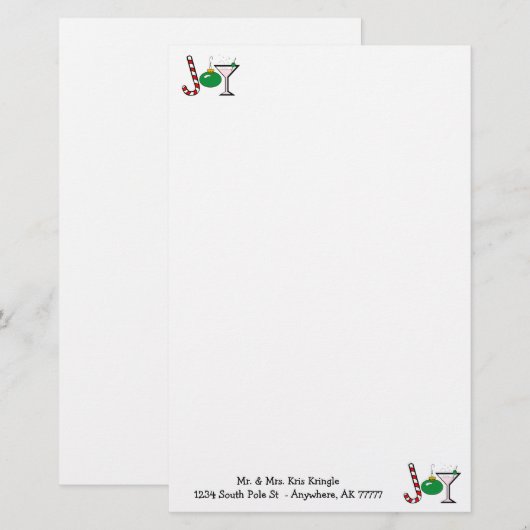 Groene kerstvreugde briefpapier (Voorkant / Achterkant)