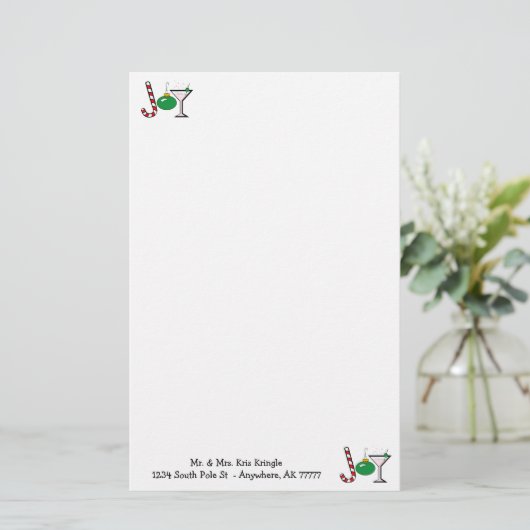 Groene kerstvreugde briefpapier (Staand voorkant)