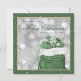 Groene kerstwinterfeestkaarten feestdagenkaart