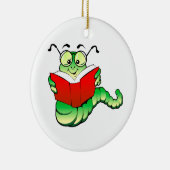 Groene keuken met bril die een rood boek lezen keramisch ornament (Rechts)