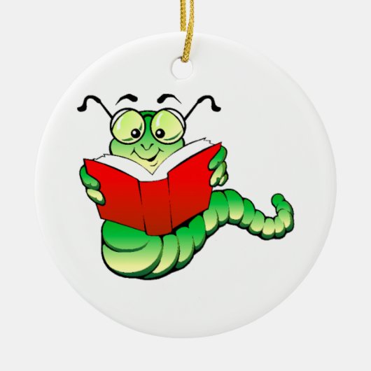 Groene keuken met bril die een rood boek lezen keramisch ornament (Voorkant)