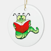 Groene keuken met bril die een rood boek lezen keramisch ornament (Links)