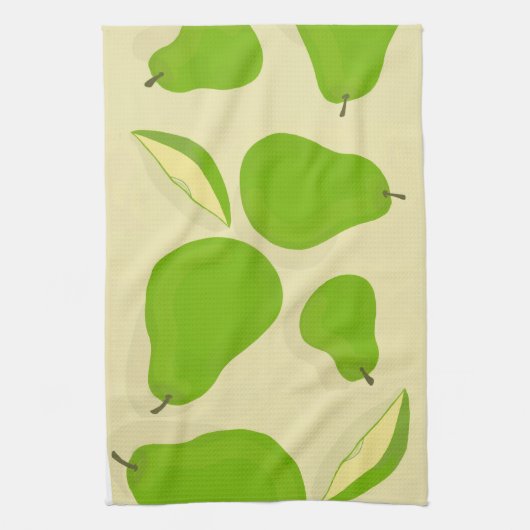 Groene Keukenhanddoek met Peer (Verticaal)