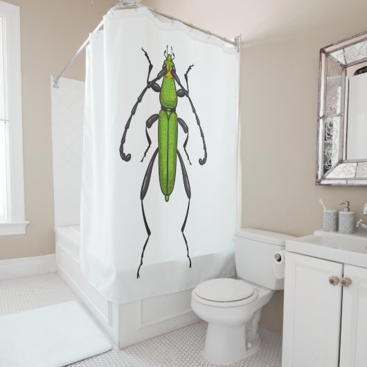 Groene kever douchegordijn (In situ)