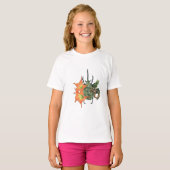 Groene kever met oranje bloemetjes t-shirt (Voorkant volledig)