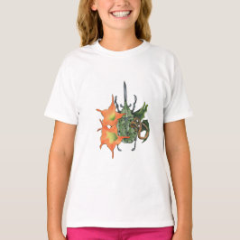 Groene kever met oranje bloemetjes t-shirt