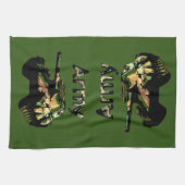 Groene Khaki Army Tank, Tea Towel Theedoek (Horizontaal)