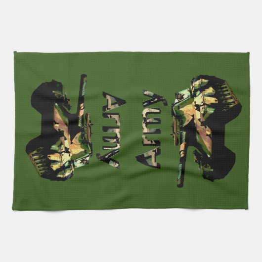 Groene Khaki Army Tank, Tea Towel Theedoek (Horizontaal)