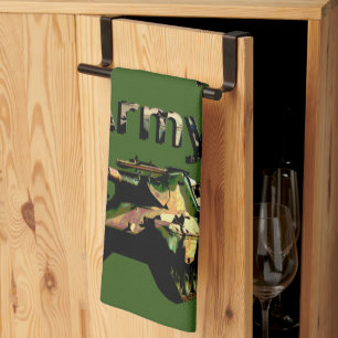 Groene Khaki Army Tank, Tea Towel Theedoek