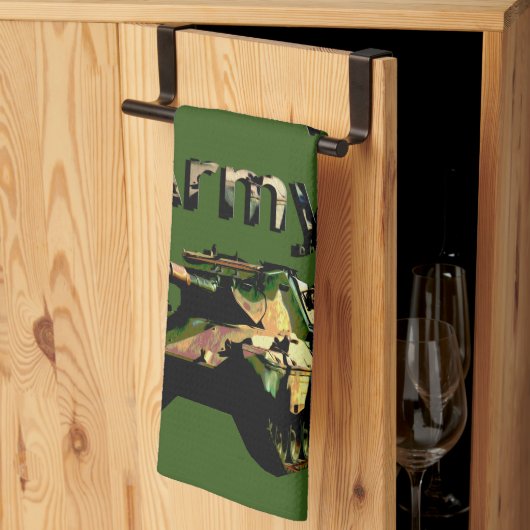 Groene Khaki Army Tank, Tea Towel Theedoek (Derde Gevouwen)