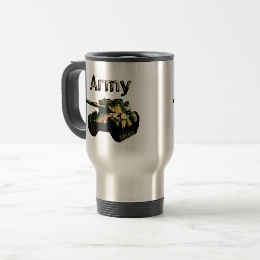 Groene Khaki Army Tank, Travel Mug Reisbeker (Voorkant links)