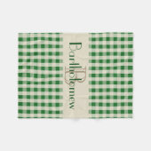 Groene Khaki Check Pattern Monogram Name Boys Fleece Deken (Voorkant (Horizontaal))