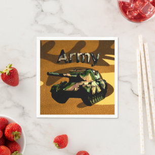 Groene Khaki Legertank, Papier Napkins Servet