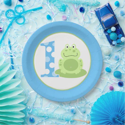 Groene kikker 1st Birthday Boy First Party Bord (Feest)