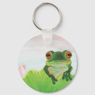 Groene kikker achter de sleutelhanger van het lant