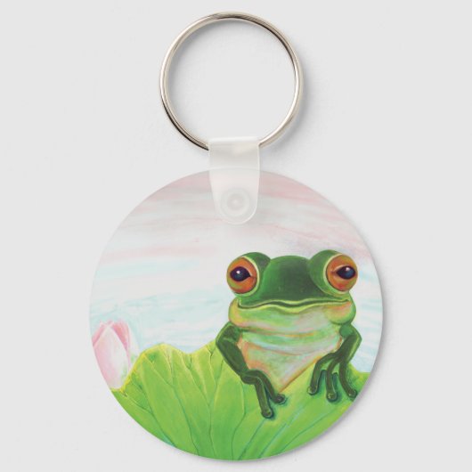 Groene kikker achter de sleutelhanger van het lant (Voorkant)
