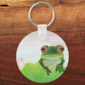 Groene kikker achter de sleutelhanger van het lant (Voorkant)