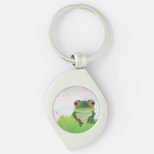 Groene kikker achter de sleutelhanger van het lant (Voorkant)