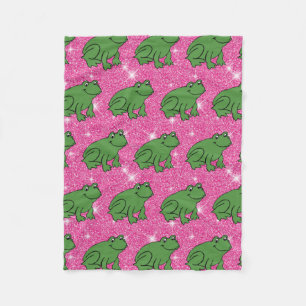 Groene kikker amfibieën Roze glitters Fantasie Fleece Deken