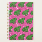 Groene kikker amfibieën Roze glitters Planner (Voorkant)