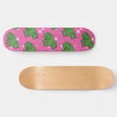 Groene kikker Amphibian Animals Pink Glitter Persoonlijk Skateboard (Horizontaal)