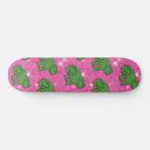 Groene kikker Amphibian Animals Pink Glitter Persoonlijk Skateboard (Horizontaal)