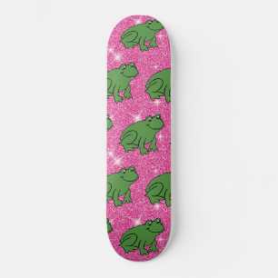 Groene kikker Amphibian Animals Pink Glitter Persoonlijk Skateboard