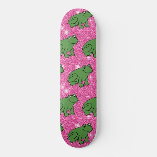 Groene kikker Amphibian Animals Pink Glitter Persoonlijk Skateboard (Voorkant)