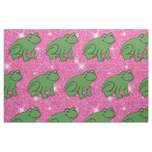 Groene kikker Amphibian Animals Pink Glitter Stof