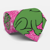 Groene kikker Amphibian Animals Pink Glitter Stropdas (Opgerold)