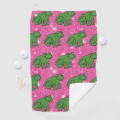 Groene kikker Amphibian Animals Roze Glitter Fanta Golfhanddoek (Insitu)