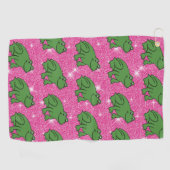 Groene kikker Amphibian Animals Roze Glitter Fanta Golfhanddoek (Horizontaal)