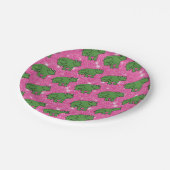 Groene kikker Amphibian Animals Roze Glitter Fanta Papieren Bordje (Gekanteld)