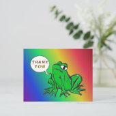 Groene kikker cartoon HARTELIJK DANK postkaart (Staand voorkant)