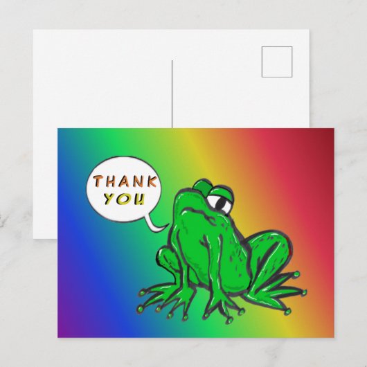 Groene kikker cartoon HARTELIJK DANK postkaart (Voorkant / Achterkant)