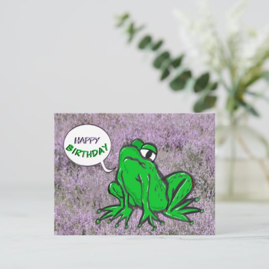 Groene kikker cartoon klant. Gefeliciteerd met je Briefkaart (Staand voorkant)