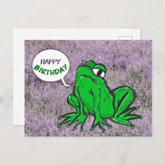 Groene kikker cartoon klant. Gefeliciteerd met je  Briefkaart (Voorkant / Achterkant)